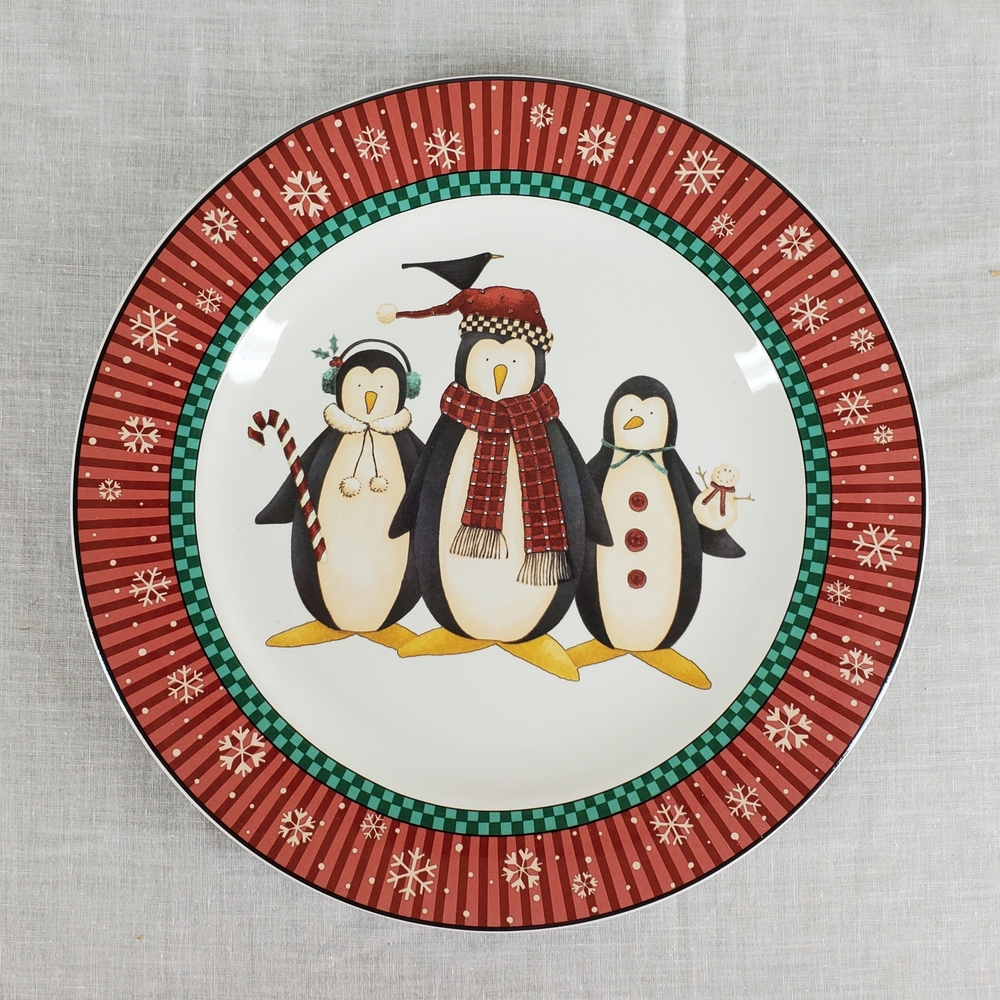 Debbie Mumm Christmas Penguin Platter 12in.